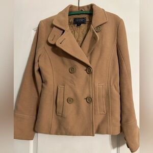 American Women's Tan Double-Breasted Peacoat